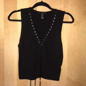 Black, corset front, crop top 🖤